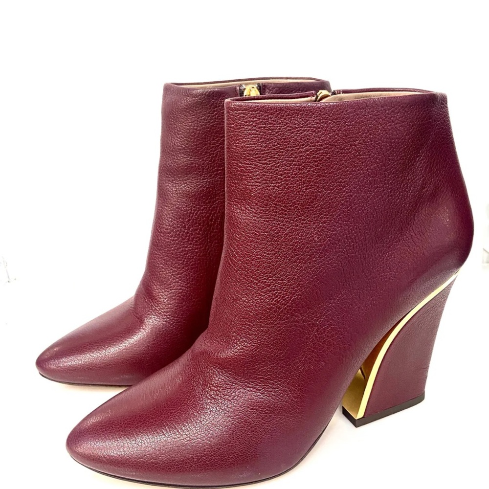 Chloé Beckie Zip Up Burgundy Ankle Boots 38